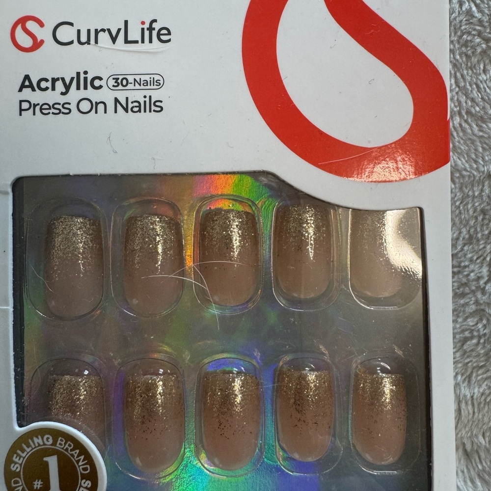 Gold Glitter Press-On Nails